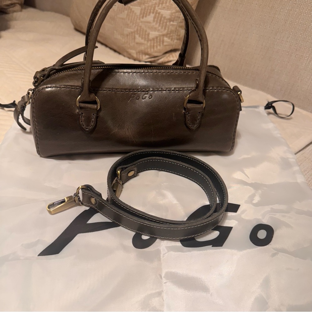 Genuine Leather Handmade Purse with Top Handle and Strap - Picture 12 of 12